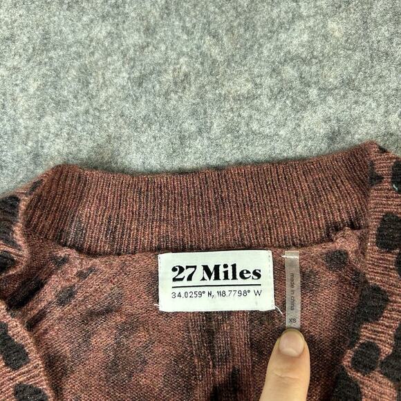 27 Miles Cashmere Alaine Toffee 100% Cashmere Sweater XS Animal Print Pullover - Picture 4 of 8